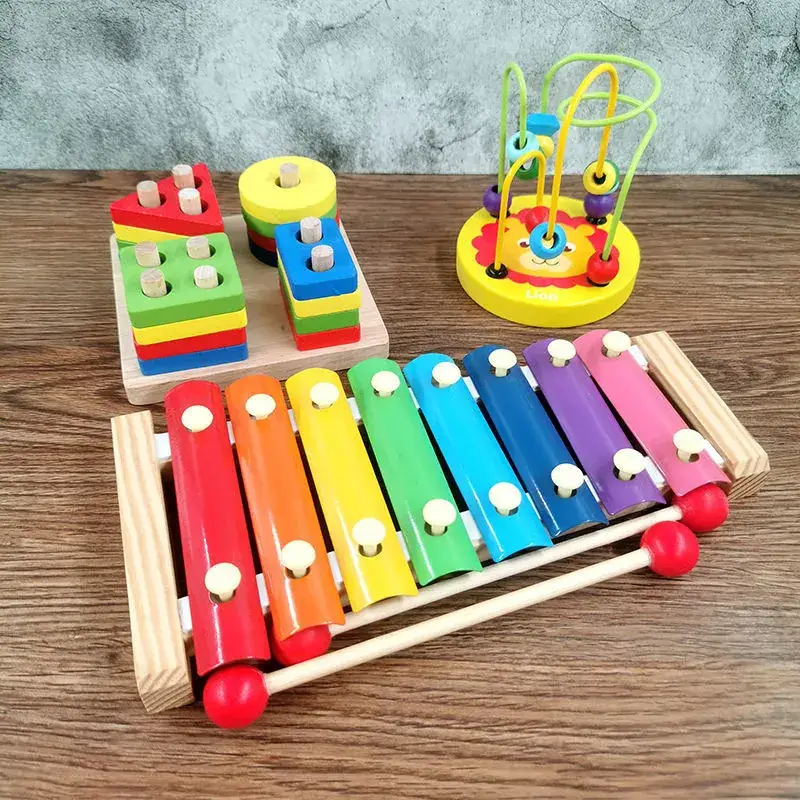 Baby Wooden Toy Set with 8 Tones Knocking Music