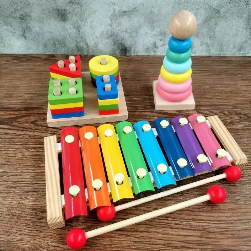 Baby Wooden Toy Set with 8 Tones Knocking Music