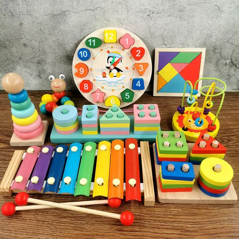 Baby Wooden Toy Set with 8 Tones Knocking Music