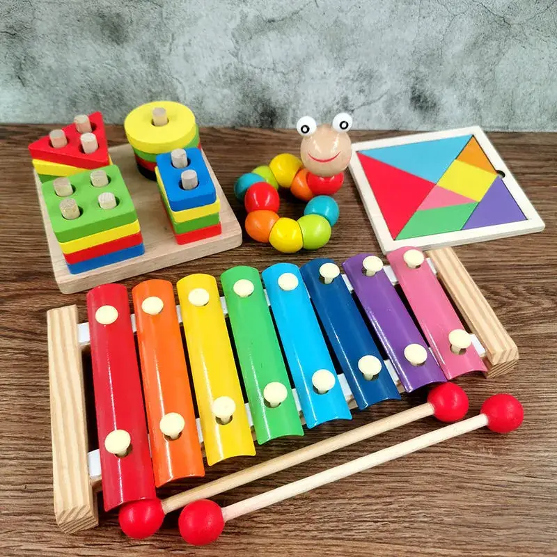 Baby Wooden Toy Set with 8 Tones Knocking Music