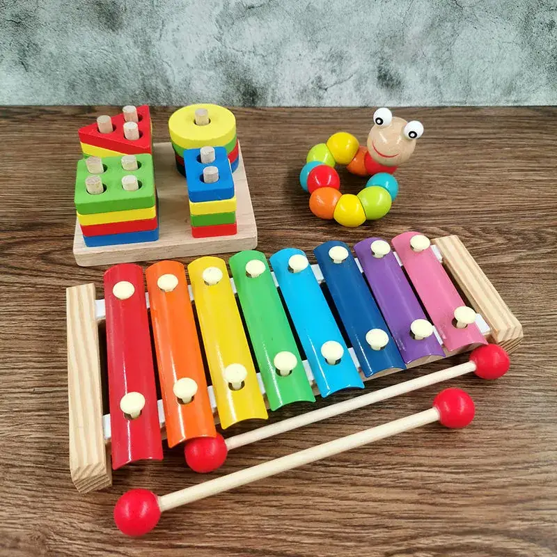 Baby Wooden Toy Set with 8 Tones Knocking Music