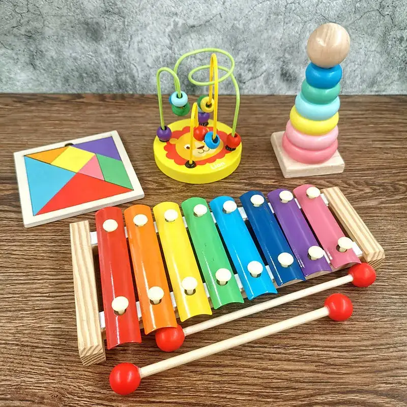 Baby Wooden Toy Set with 8 Tones Knocking Music