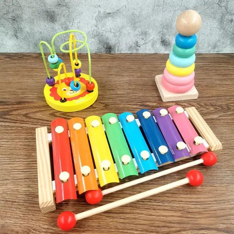 Baby Wooden Toy Set with 8 Tones Knocking Music
