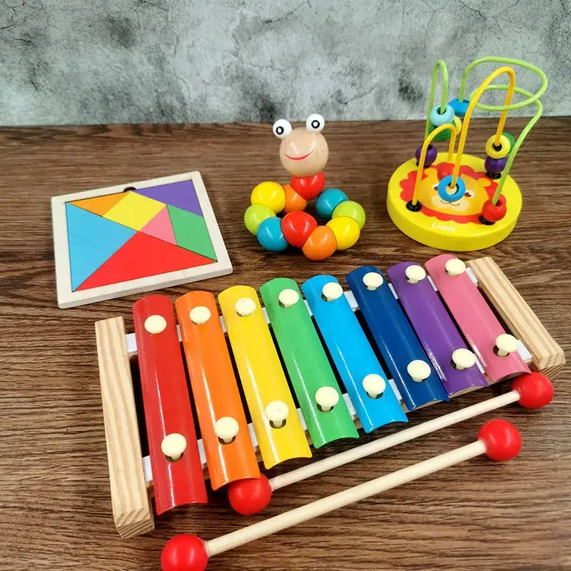 Baby Wooden Toy Set with 8 Tones Knocking Music