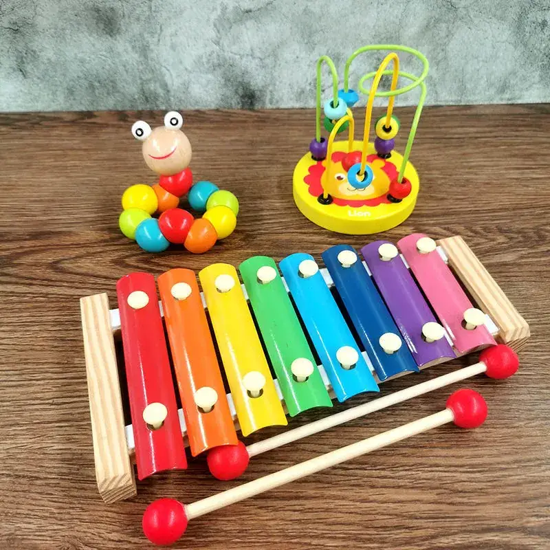 Baby Wooden Toy Set with 8 Tones Knocking Music