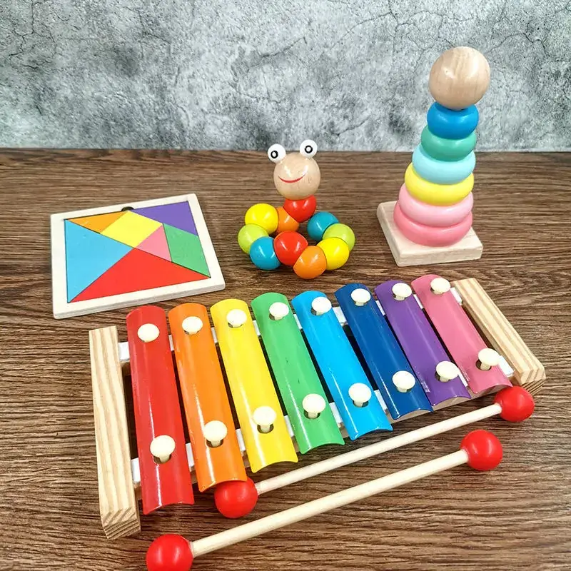 Baby Wooden Toy Set with 8 Tones Knocking Music