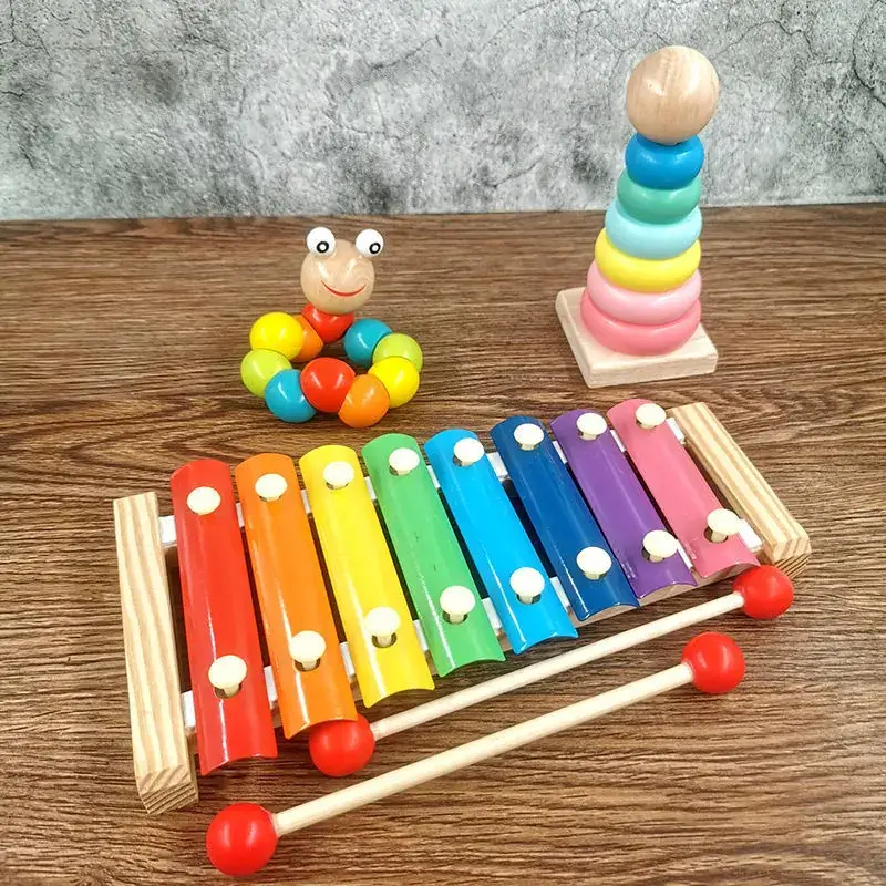 Baby Wooden Toy Set with 8 Tones Knocking Music