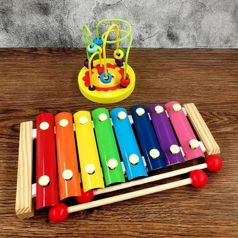 Baby Wooden Toy Set with 8 Tones Knocking Music