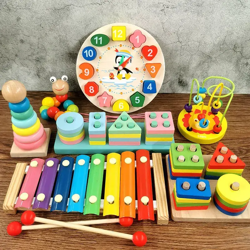 Baby Wooden Toy Set with 8 Tones Knocking Music