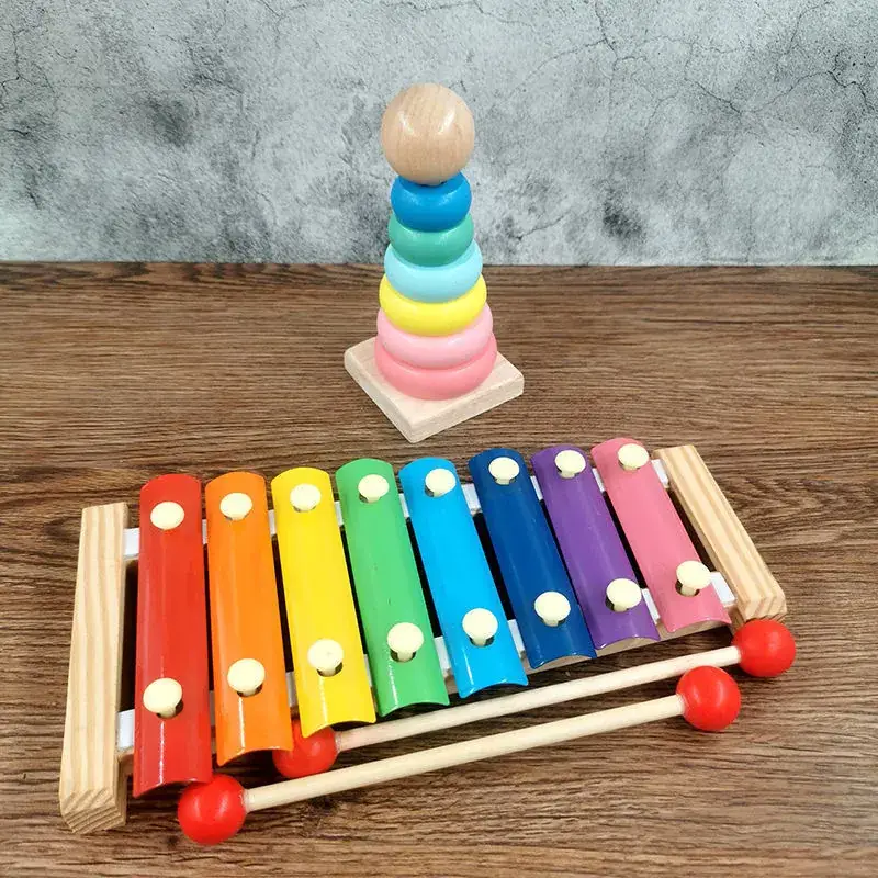 Baby Wooden Toy Set with 8 Tones Knocking Music