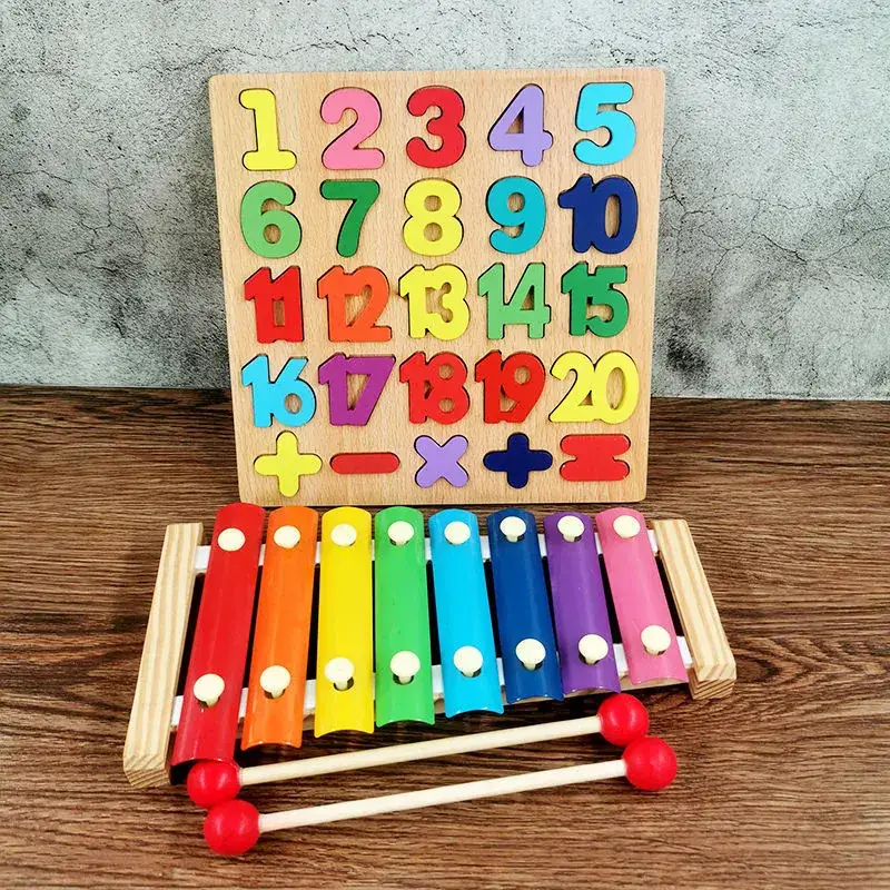 Baby Wooden Toy Set with 8 Tones Knocking Music