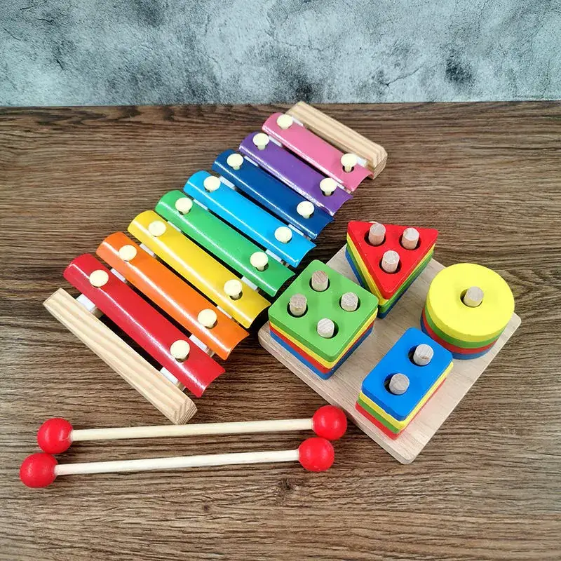 Baby Wooden Toy Set with 8 Tones Knocking Music