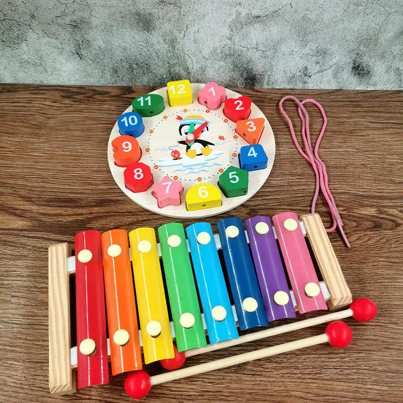 Baby Wooden Toy Set with 8 Tones Knocking Music
