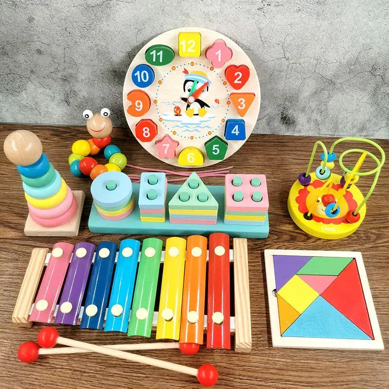 Baby Wooden Toy Set with 8 Tones Knocking Music