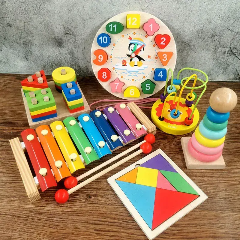 Baby Wooden Toy Set with 8 Tones Knocking Music