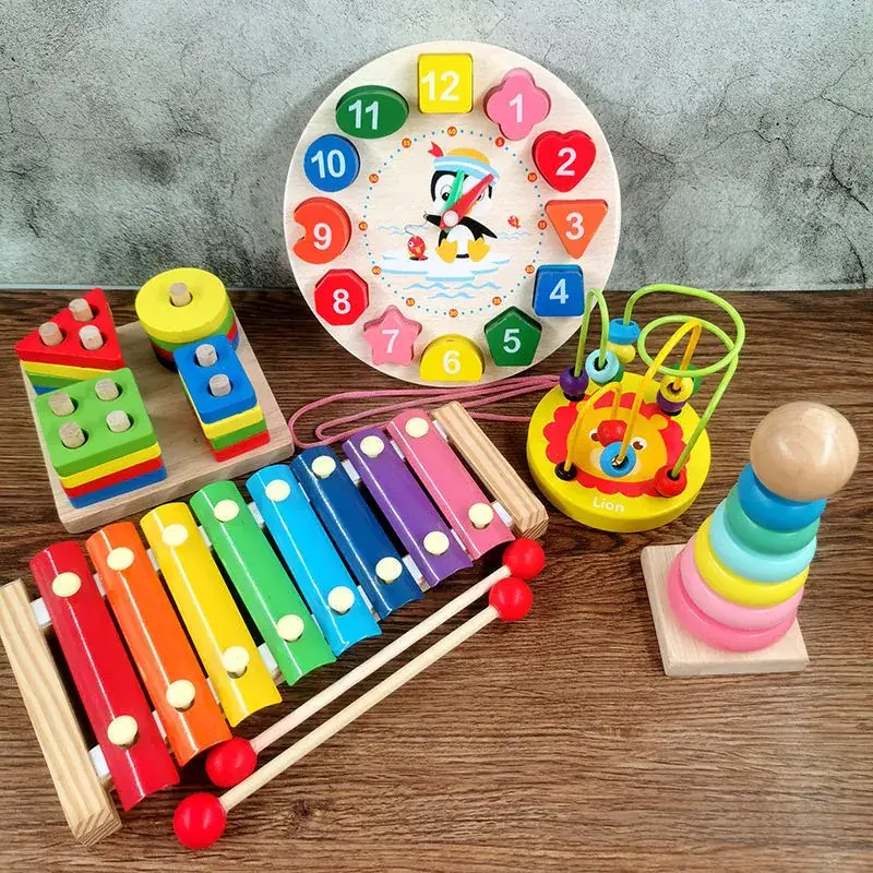 Baby Wooden Toy Set with 8 Tones Knocking Music