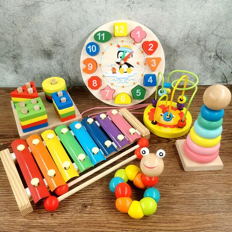 Baby Wooden Toy Set with 8 Tones Knocking Music