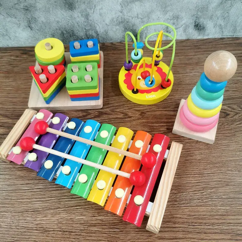 Baby Wooden Toy Set with 8 Tones Knocking Music