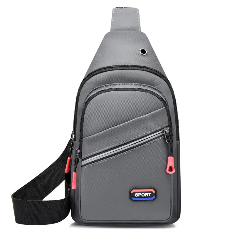 New Men's Waterproof Nylon Chest Bag Blue Multi Layer - Image 2