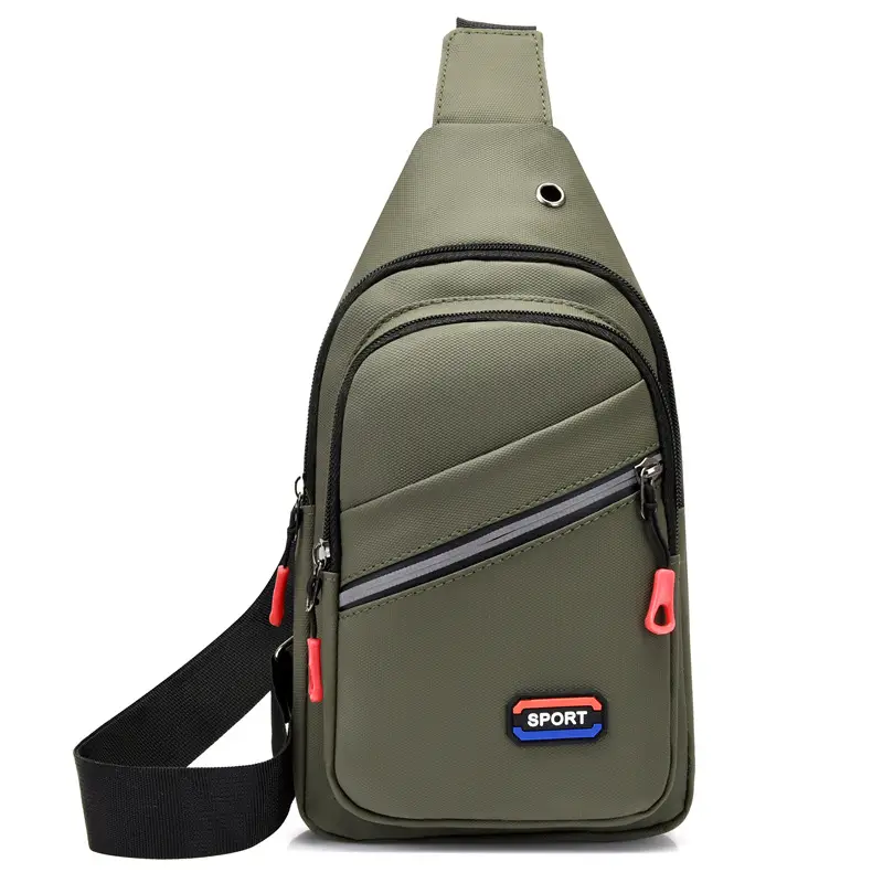 New Men's Waterproof Nylon Chest Bag Blue Multi Layer - Image 3