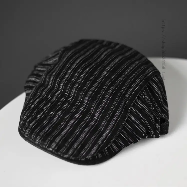 Men's Blue Striped Korean Style Washed Cap