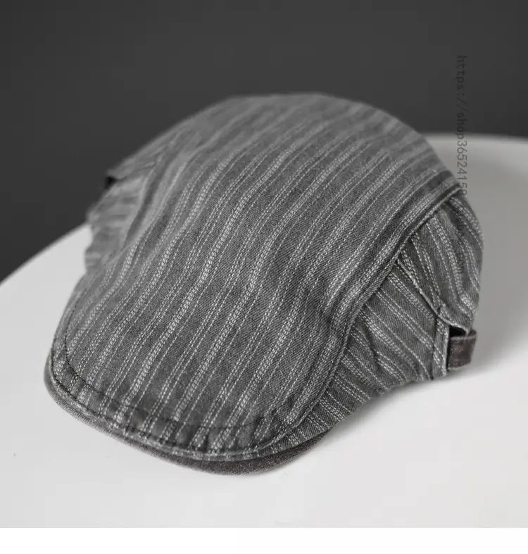 Men's Blue Striped Korean Style Washed Cap — feature 2