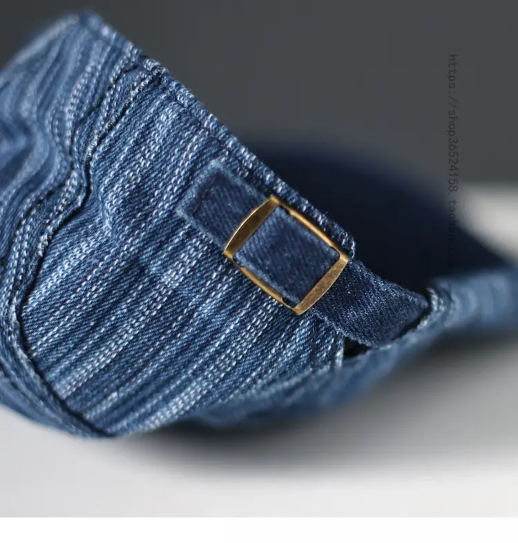 Men's Blue Striped Korean Style Washed Cap — feature 6