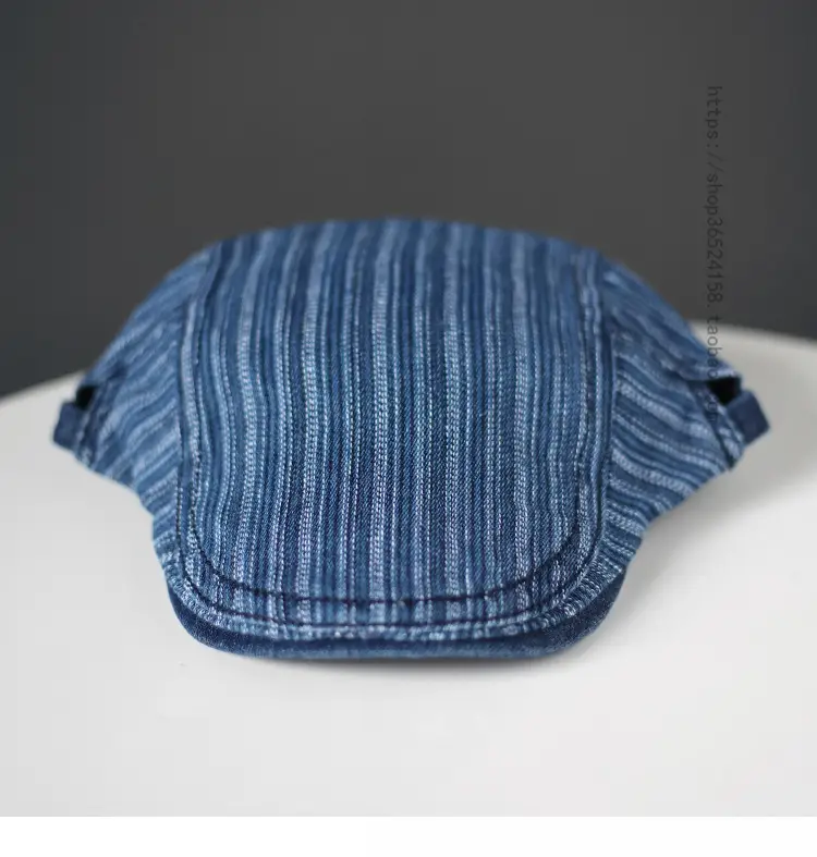 Men's Blue Striped Korean Style Washed Cap — feature 7