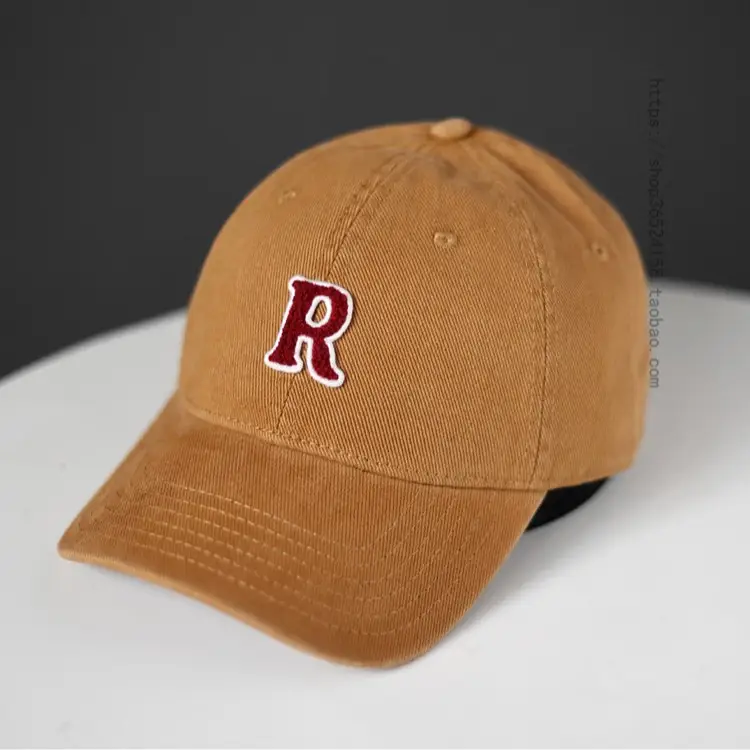 Women's Korean Letter Face Cap Beige Baseball