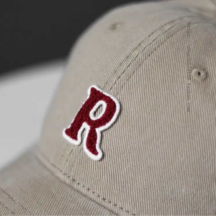 Women's Korean Letter Face Cap Beige Baseball