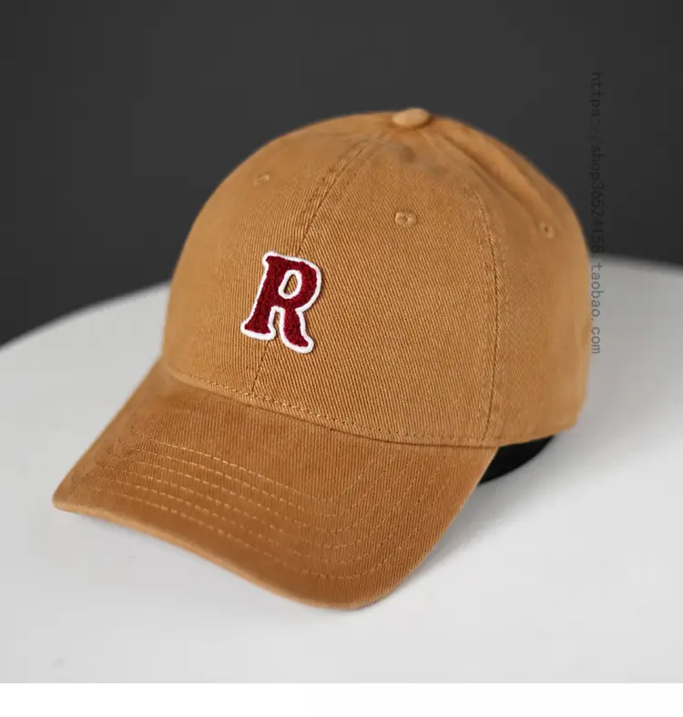 Women's Korean Letter Face Cap Beige Baseball
