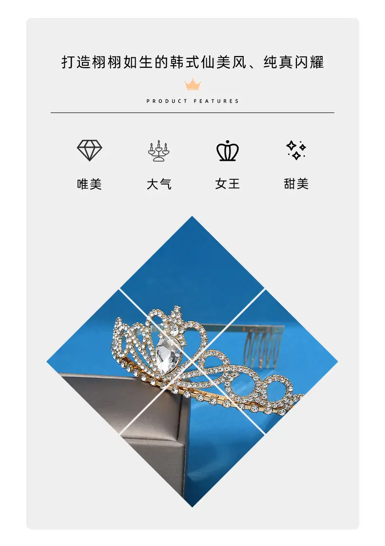 Crystal Crown Headband for Party & Wedding Banquet Dress Up — feature 5