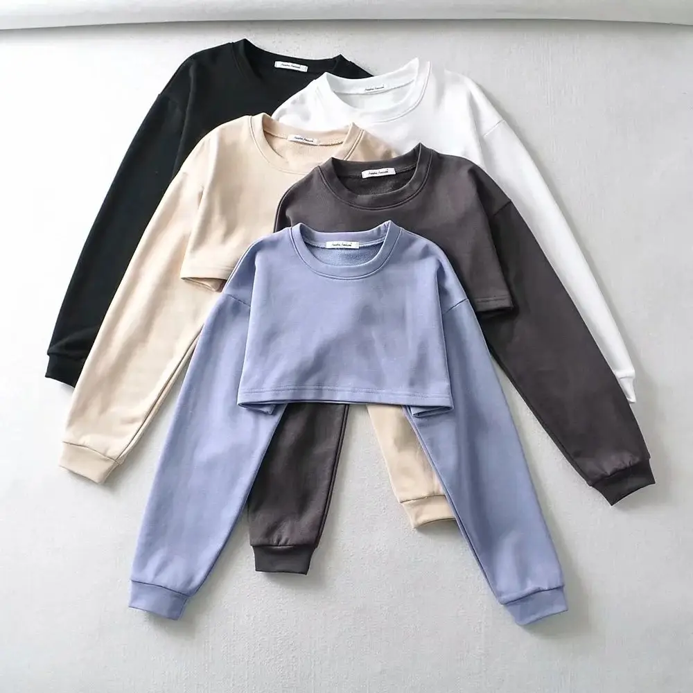 Loose Sweatshirt Shorts Set for Women Black Casual — feature 10
