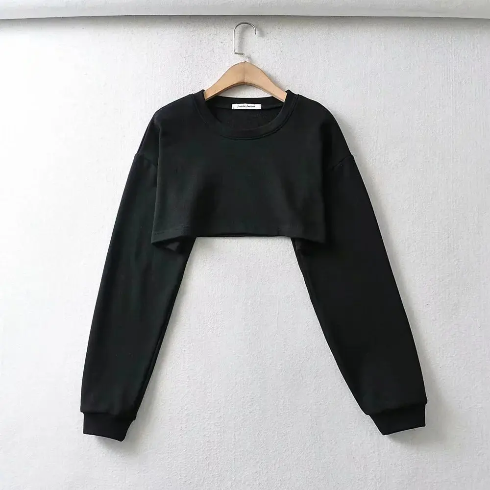 Loose Sweatshirt Shorts Set for Women Black Casual — feature 14
