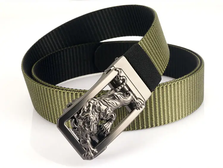 Men Green Embroidered Belt with Silver Buckle — feature 19