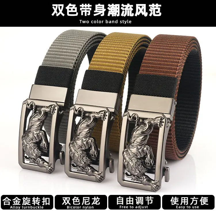 Men Green Embroidered Belt with Silver Buckle — feature 2