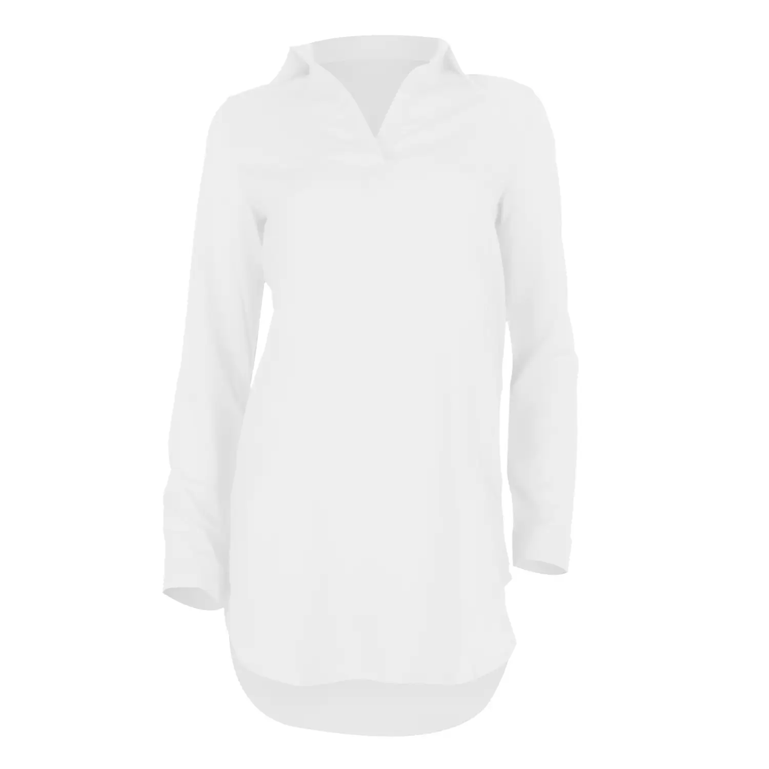 Women Red V-Neck Long Sleeve Chiffon Shirt - Image 10