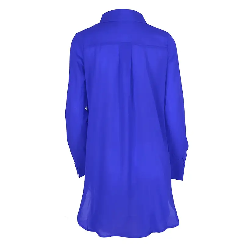 Women Red V-Neck Long Sleeve Chiffon Shirt — feature 16