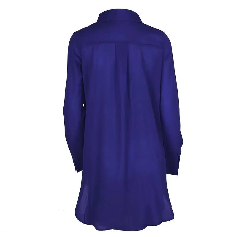 Women Red V-Neck Long Sleeve Chiffon Shirt — feature 18