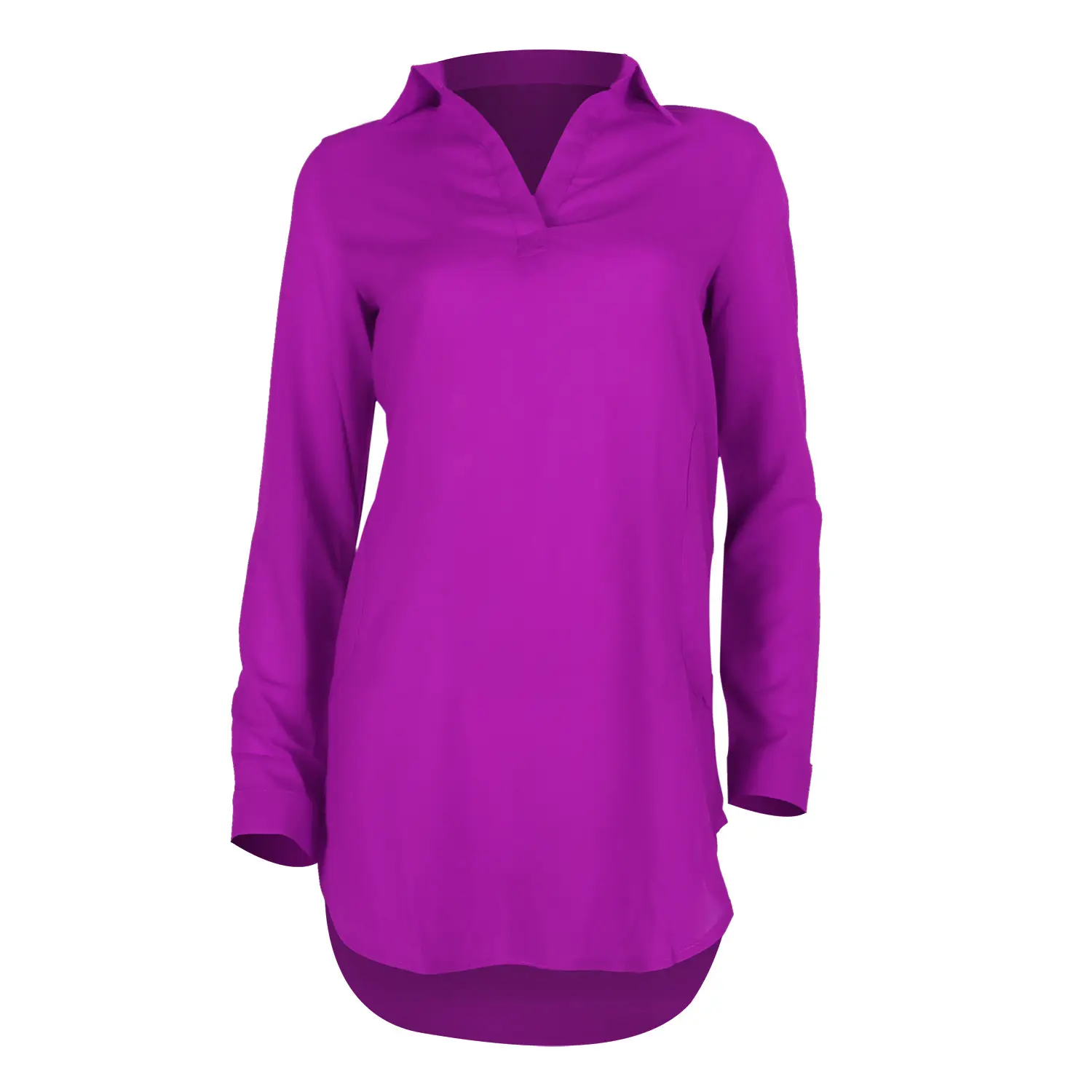 Women Red V-Neck Long Sleeve Chiffon Shirt — feature 20