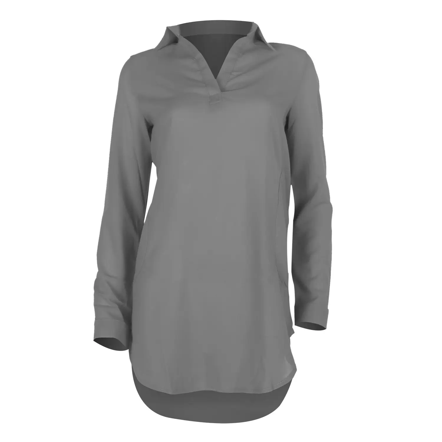 Women Red V-Neck Long Sleeve Chiffon Shirt - Image 4
