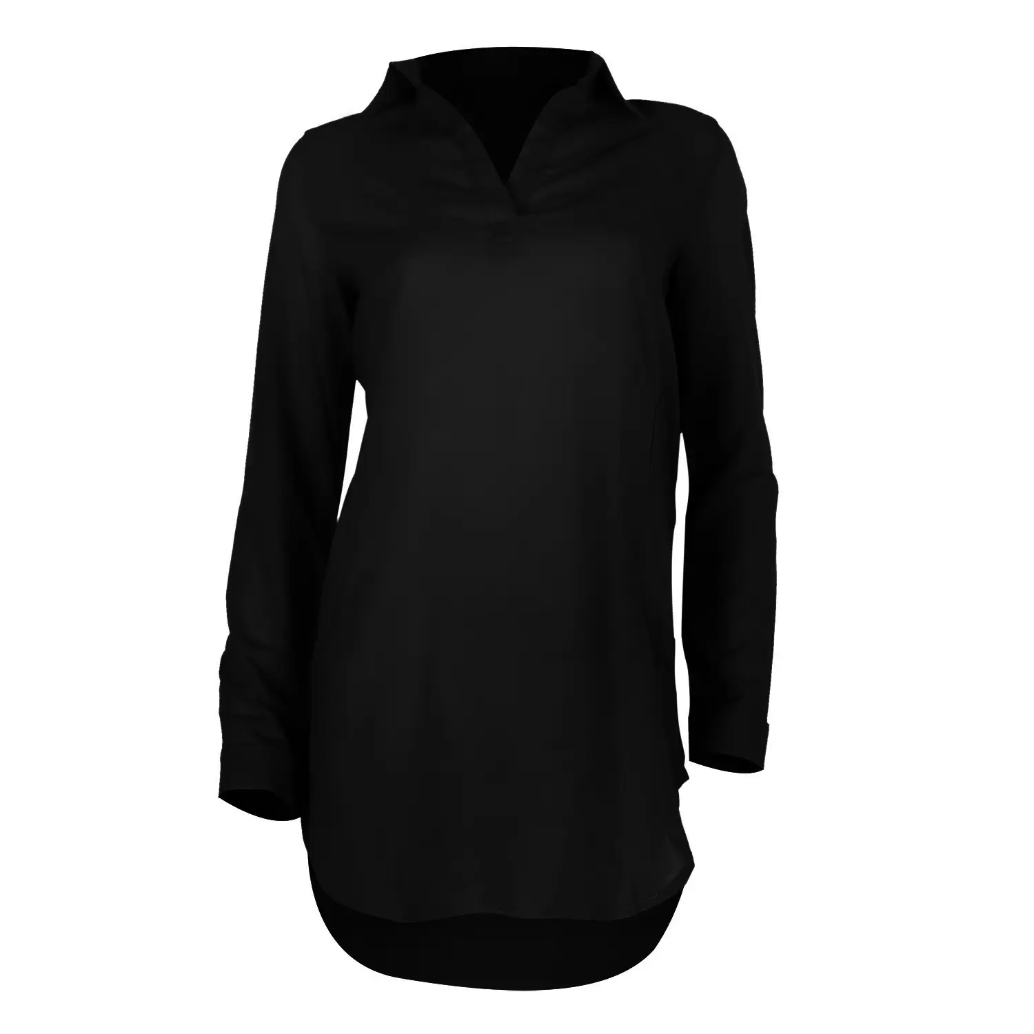 Women Red V-Neck Long Sleeve Chiffon Shirt - Image 6