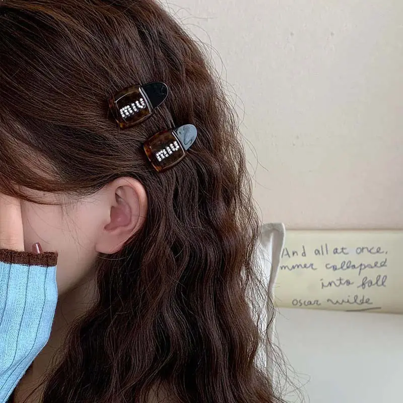 Small Brown Heart Side Bangs Hairpin for Women