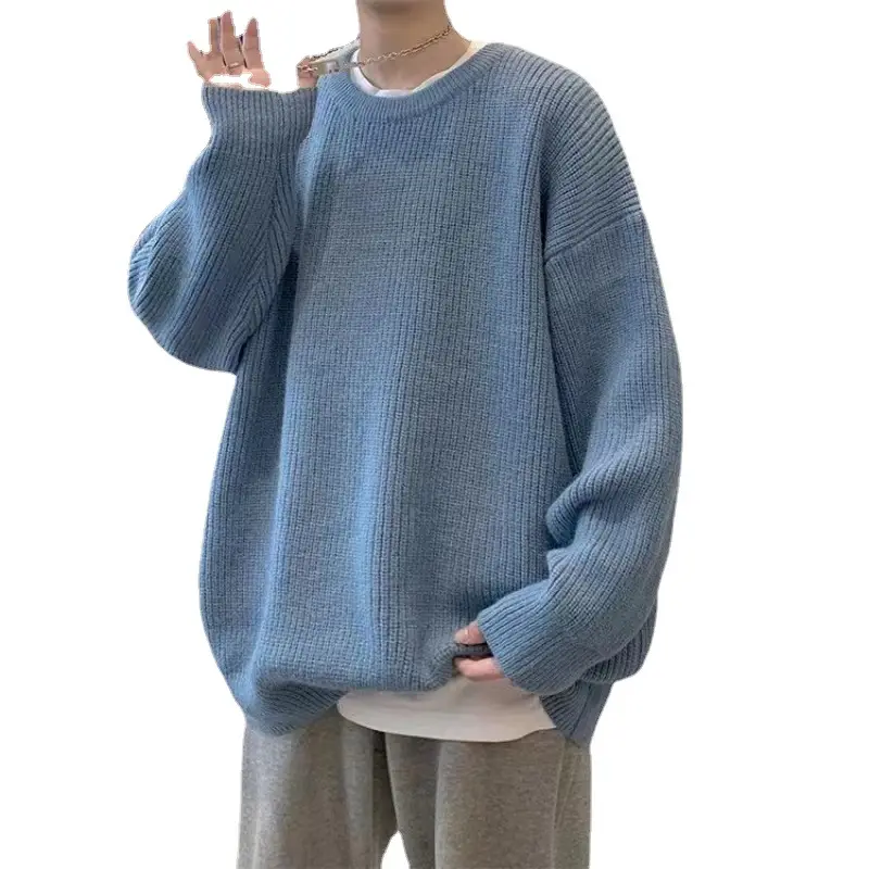 Men's Black Ribbed Loose Fit Sweater Coat - Image 9