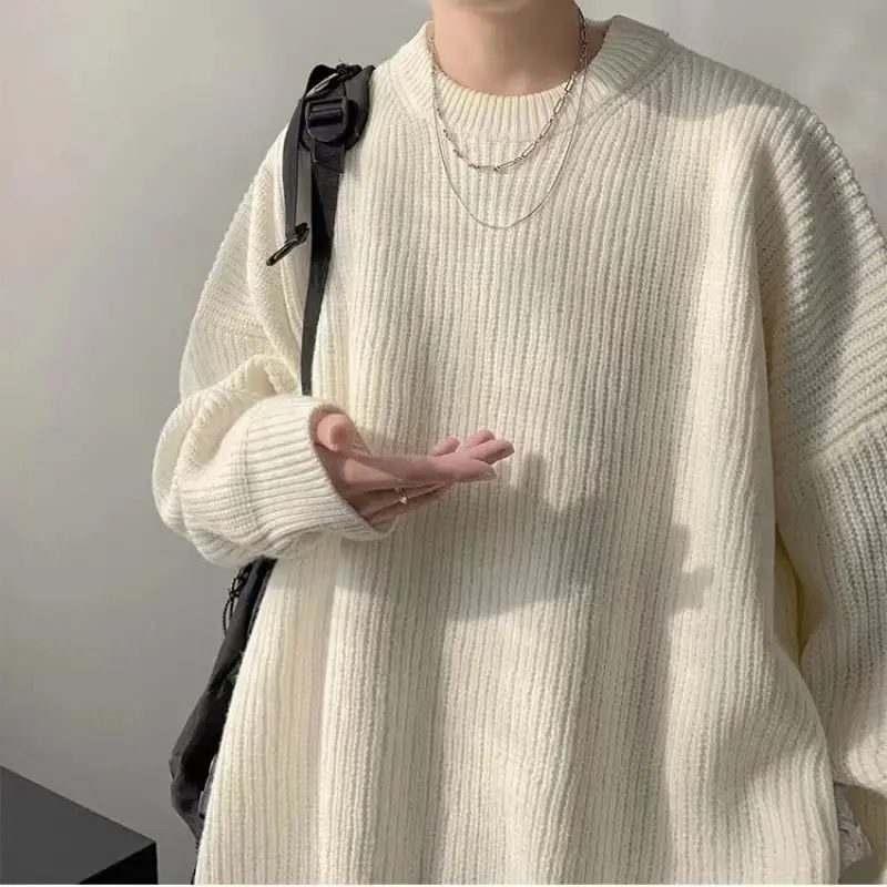 Men's Black Ribbed Loose Fit Sweater Coat — feature 6