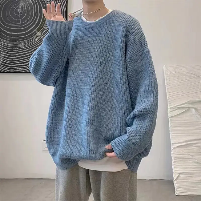 Men's Black Ribbed Loose Fit Sweater Coat — feature 7