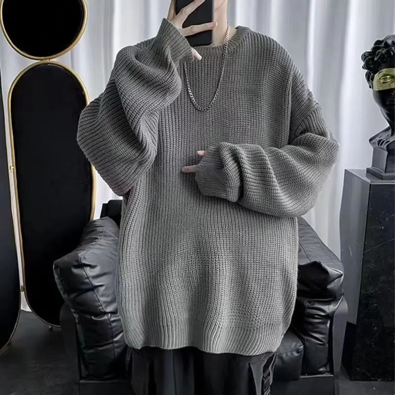 Men's Black Ribbed Loose Fit Sweater Coat - Image 2