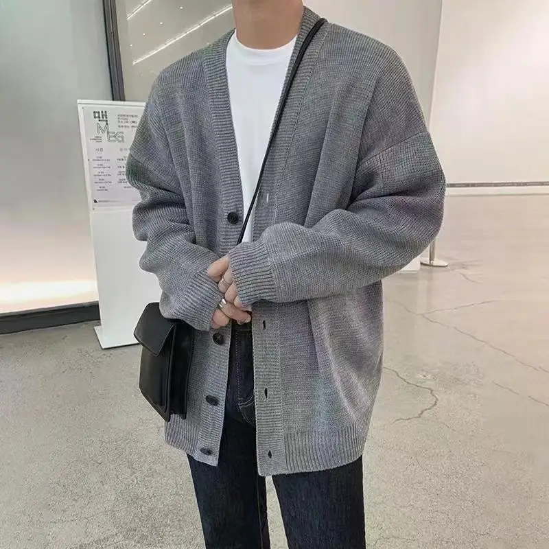 Men's Korean Style Knitted Cardigan Coat Spring Autumn Loose Super Popular — feature 10