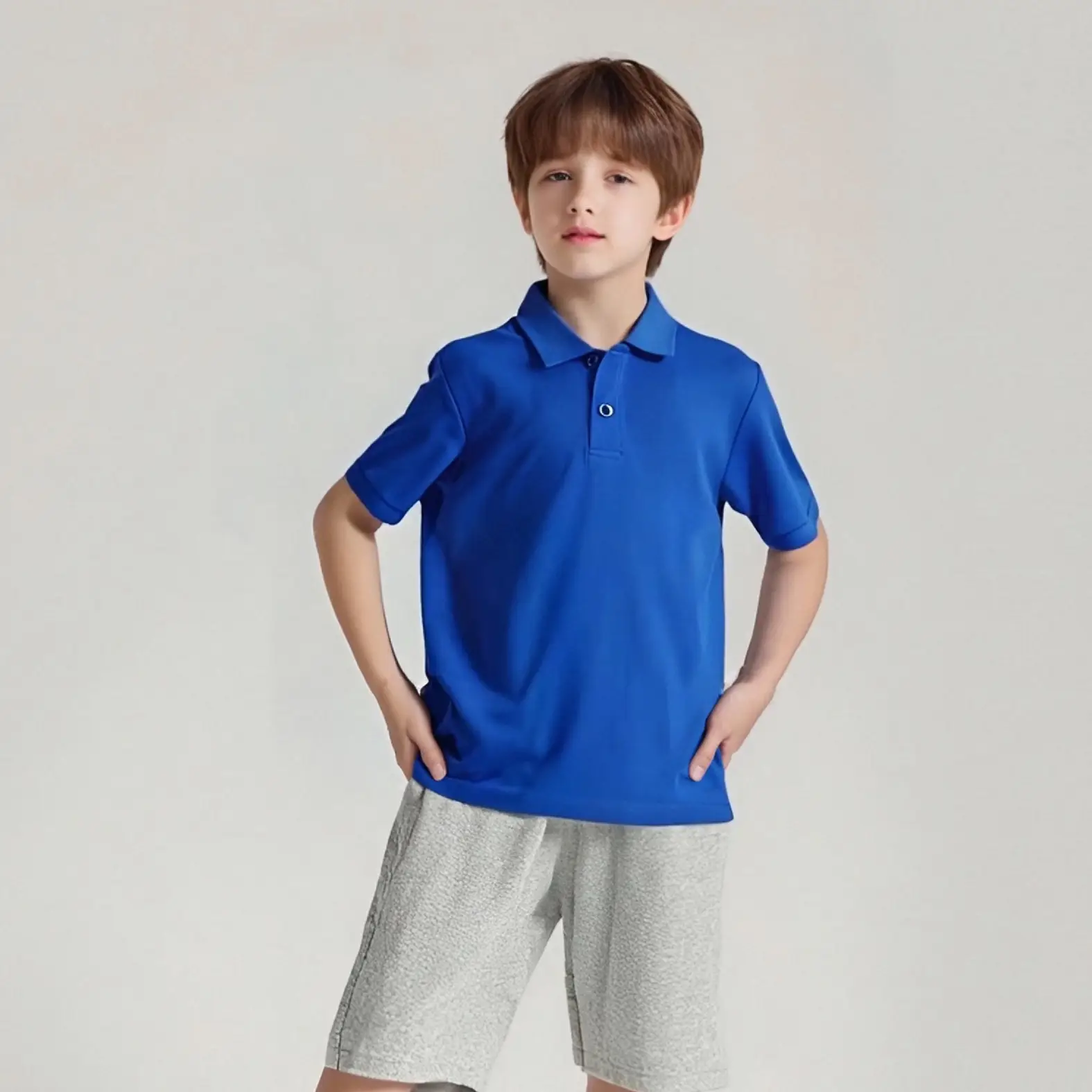 220g Pure Cotton Lapel Polo Shirt for Men & Boys