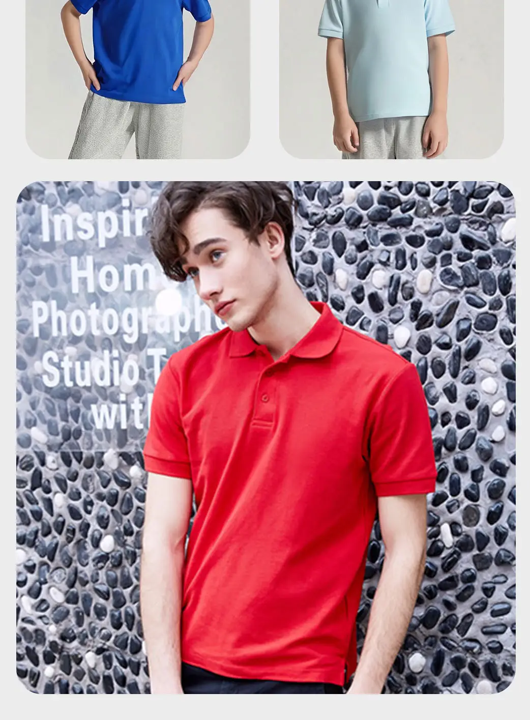 220g Pure Cotton Lapel Polo Shirt for Men & Boys — feature 12